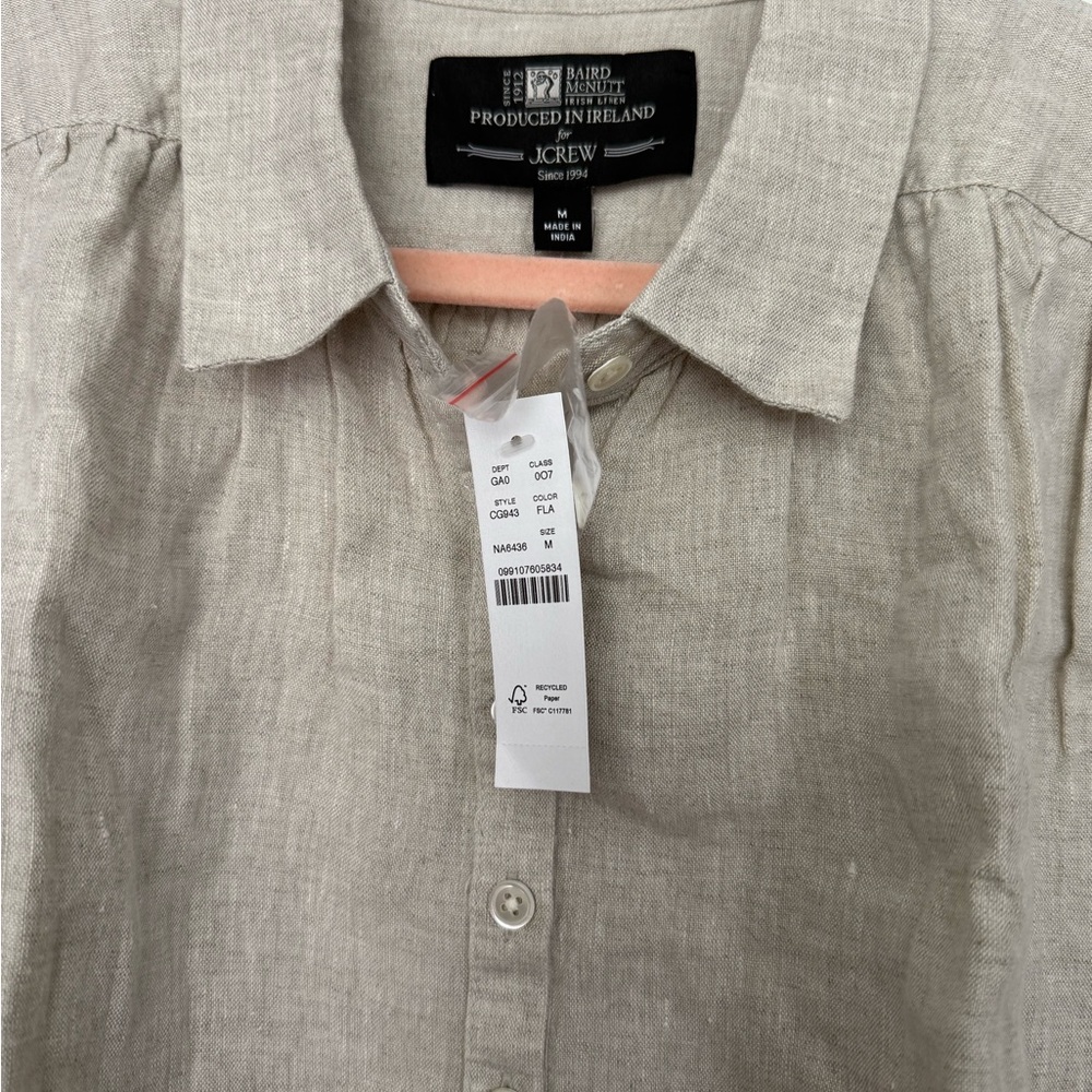 New J. Crew Light Beige Irish Linen Sleeveless Blouse - Picture 5 of 6